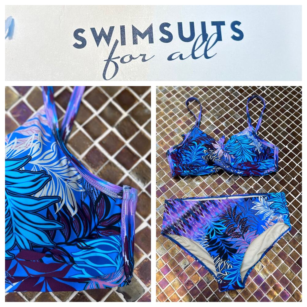 SWIMSUITS for all Multicolor Palm Print Bikini Set Size 14 NWT